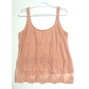 Chance Women's Coral Lace Boho Bohemian Cami Camisole Top Shirt XL
